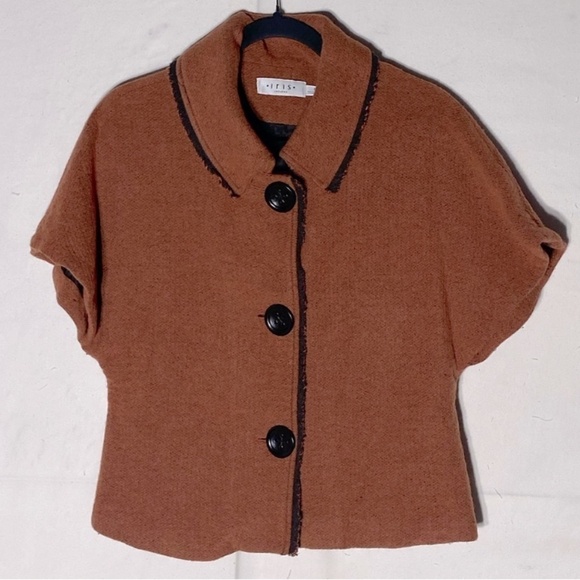 Iris Setlakwe Orange Wool Short Sleeve Button Up Blazer Jacket 8 - Picture 13 of 13